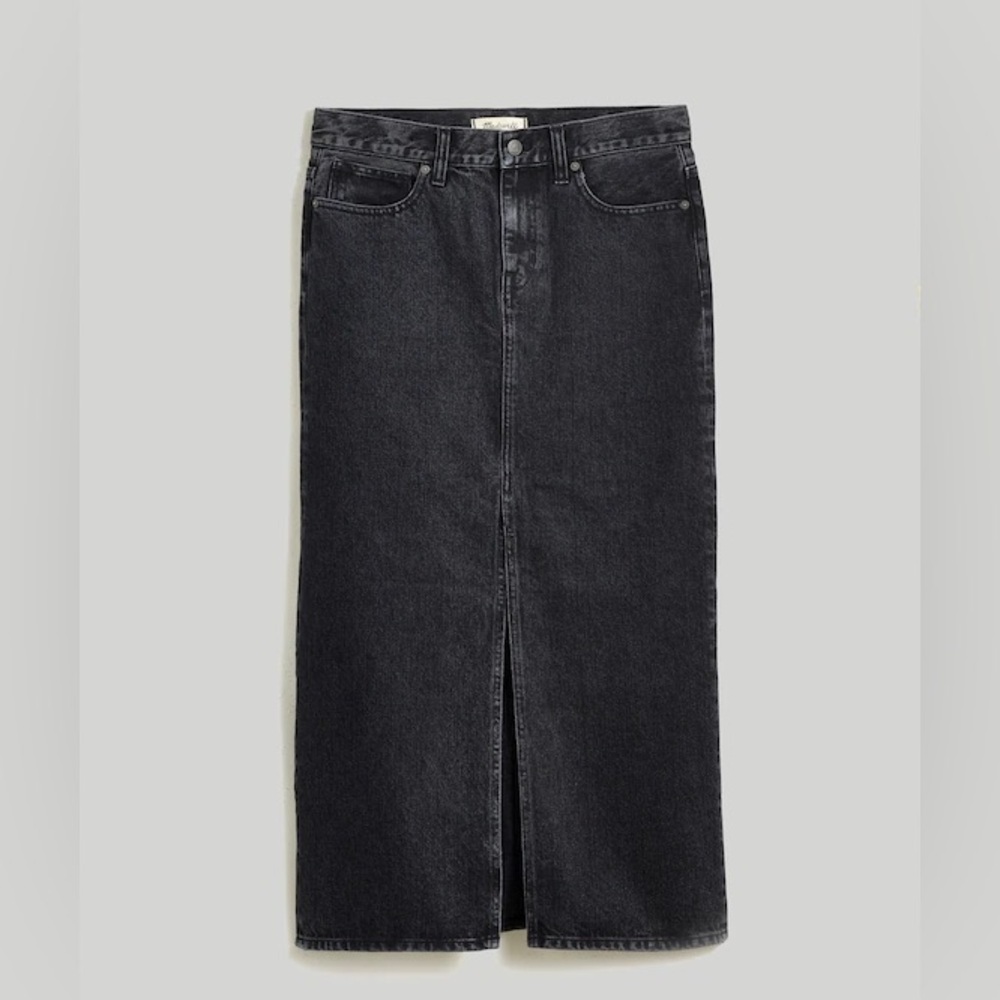 Denim Mid-Rise Maxi Skirt in Lunar Wash